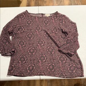 LOFT Floral Pink and Black Blouse